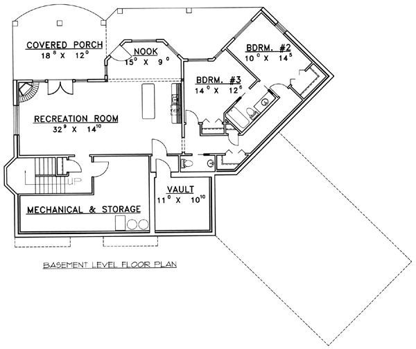 One-Story Traditional Lower Level of Plan 87203