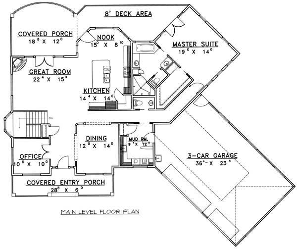 One-Story Traditional Level One of Plan 87203