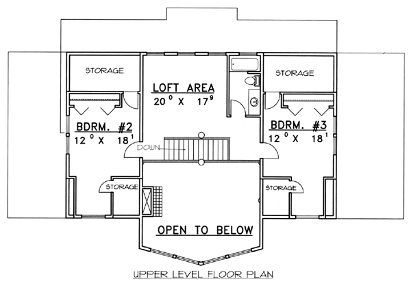 House Plan 87205 with 3 Beds, 3 Baths Level Two