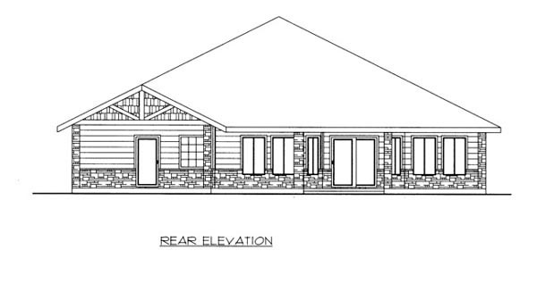 Traditional Rear Elevation of Plan 87209