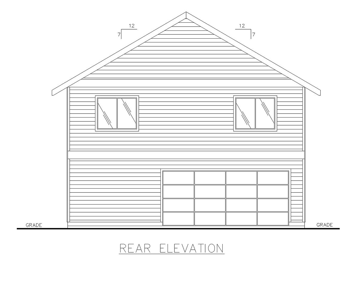 Contemporary Rear Elevation of Plan 87228