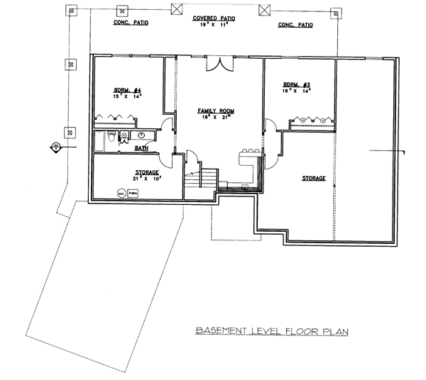 Ranch Lower Level of Plan 87237