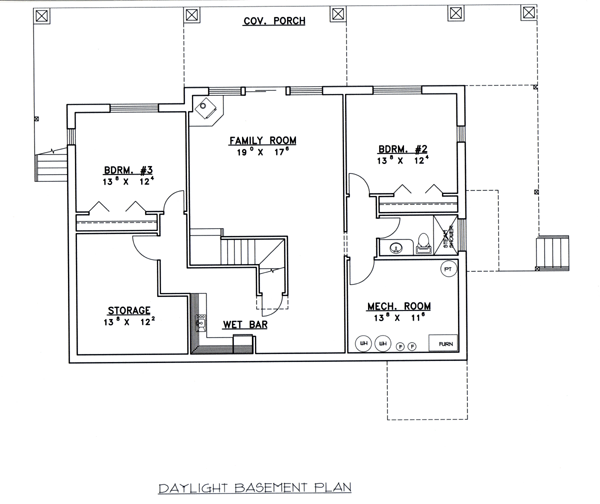 Ranch Lower Level of Plan 87242