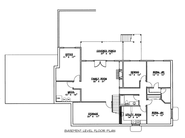 Contemporary Lower Level of Plan 87248