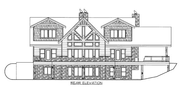 Traditional Rear Elevation of Plan 87251
