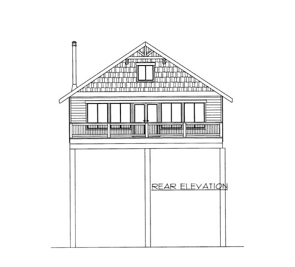 Cabin Rear Elevation of Plan 87252