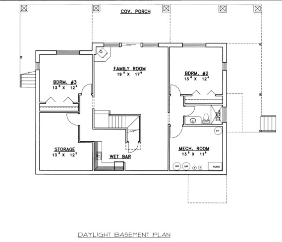 Ranch Lower Level of Plan 87253