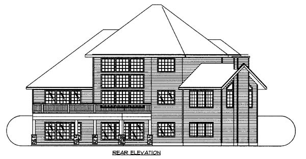 Traditional Rear Elevation of Plan 87261