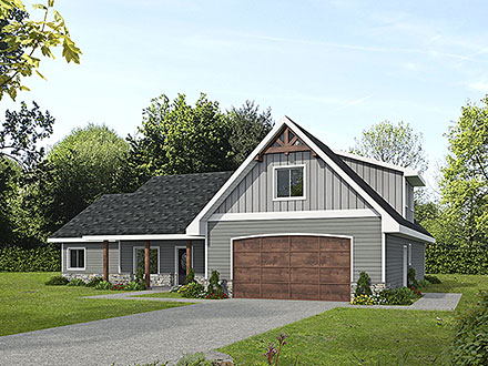 Ranch Elevation of Plan 87263