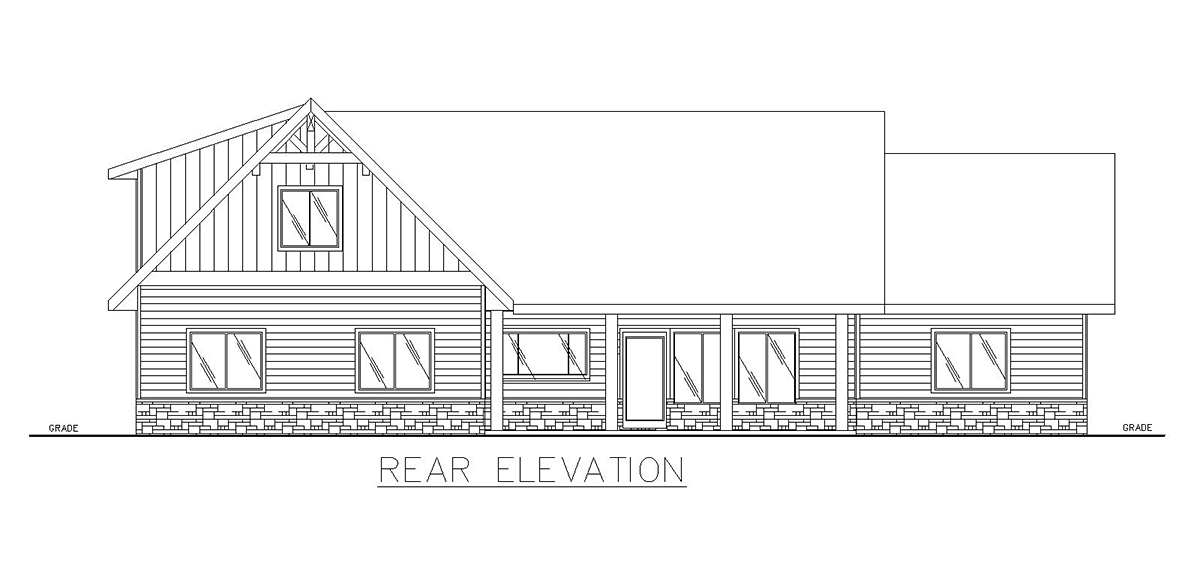 Ranch Rear Elevation of Plan 87263