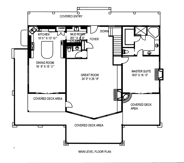 Contemporary Ranch Level One of Plan 87265