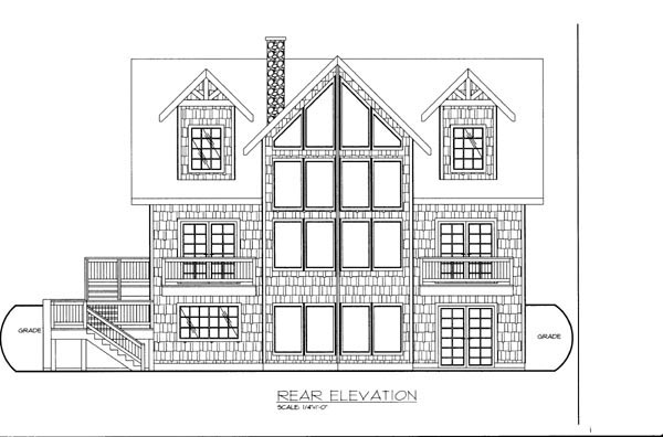 Cabin Contemporary Rear Elevation of Plan 87267