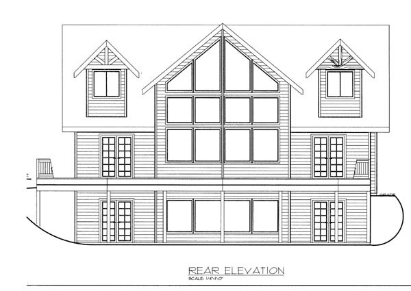 Contemporary Rear Elevation of Plan 87270