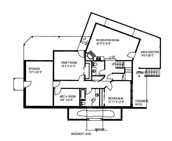 Contemporary Traditional Lower Level of Plan 87273