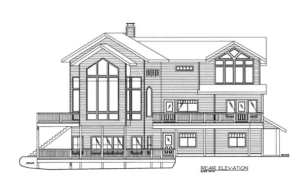 Contemporary Traditional Rear Elevation of Plan 87273