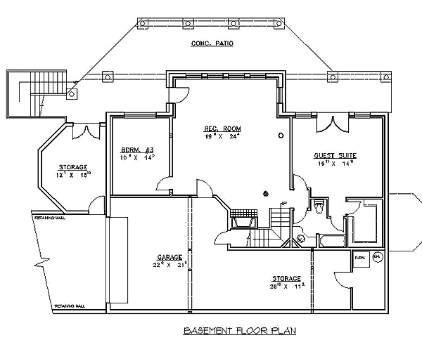 Contemporary Lower Level of Plan 87279