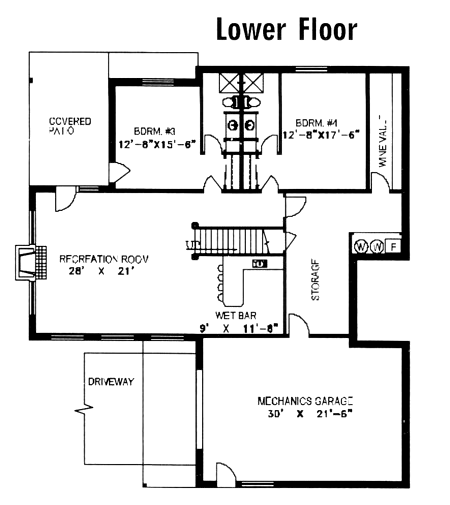 Contemporary Lower Level of Plan 87285