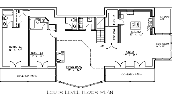 Contemporary Lower Level of Plan 87293