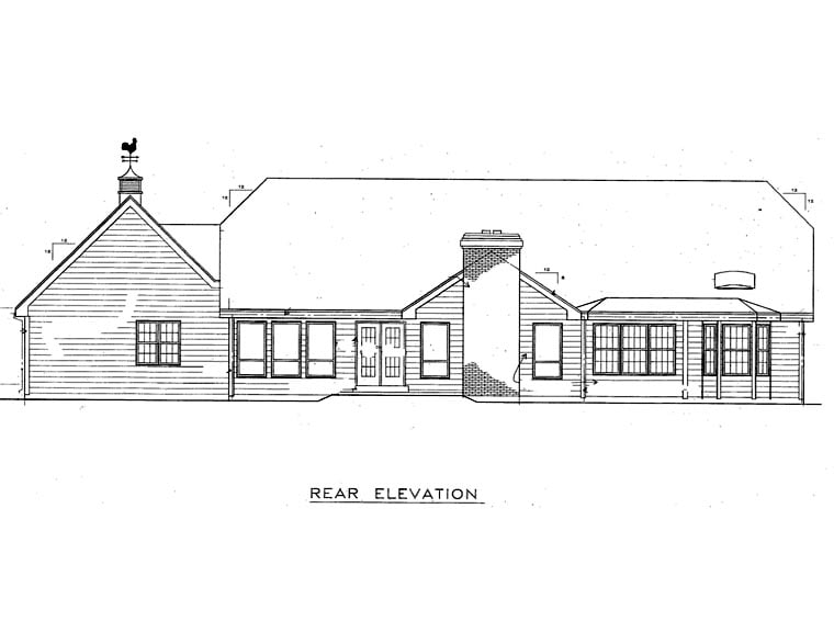 Ranch Rear Elevation of Plan 87300