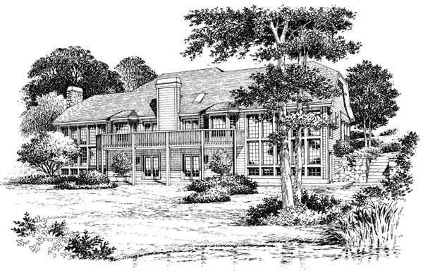 Traditional Rear Elevation of Plan 87310
