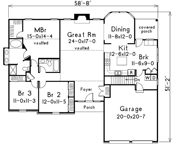 One-Story Ranch Level One of Plan 87319