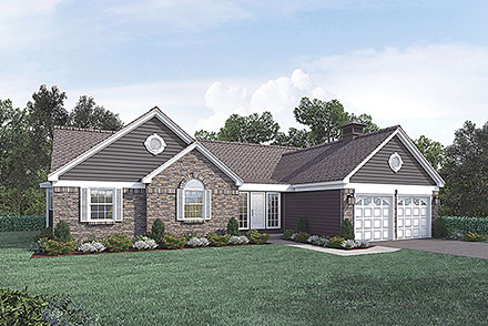 One-Story Ranch Elevation of Plan 87319