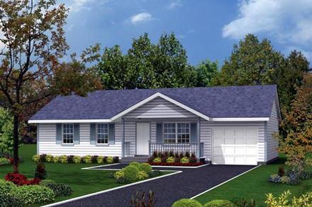 Country One-Story Ranch Traditional Elevation of Plan 87322