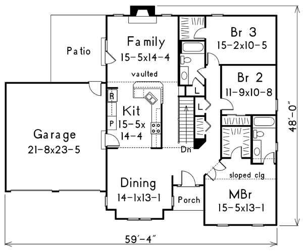 Cape Cod One-Story Level One of Plan 87331