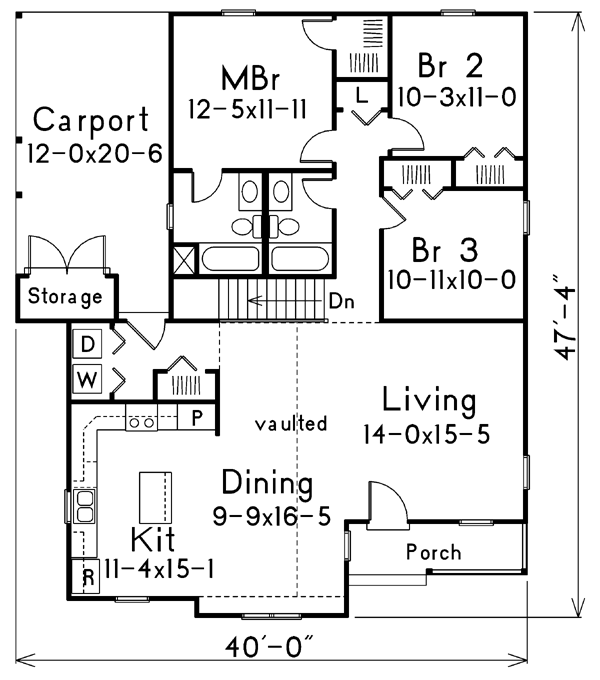 Narrow Lot One-Story Traditional Level One of Plan 87332