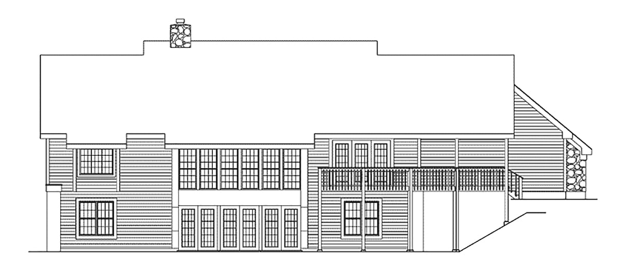 Country One-Story Rear Elevation of Plan 87335