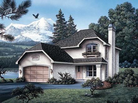 Narrow Lot Traditional Elevation of Plan 87341