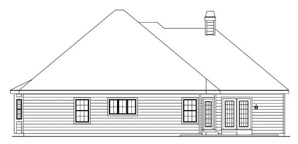 One-Story Traditional Rear Elevation of Plan 87343