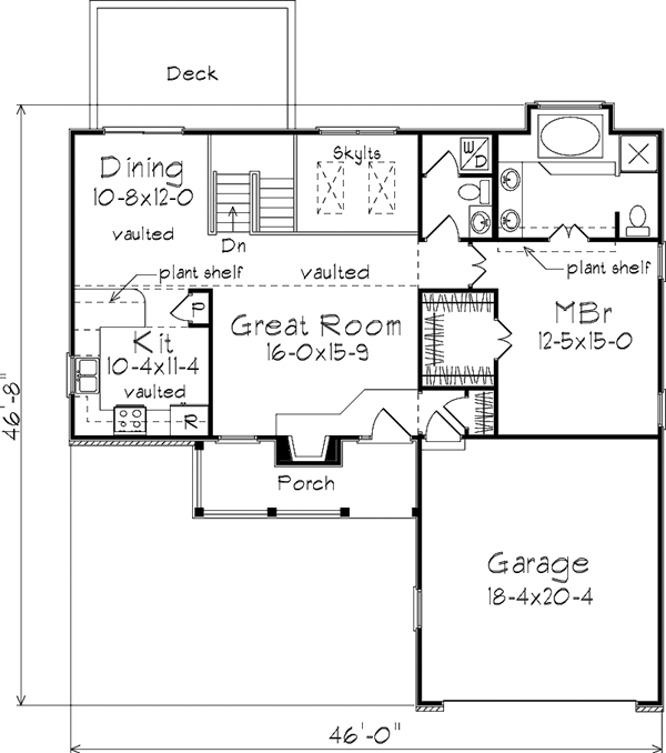 One-Story Ranch Level One of Plan 87344
