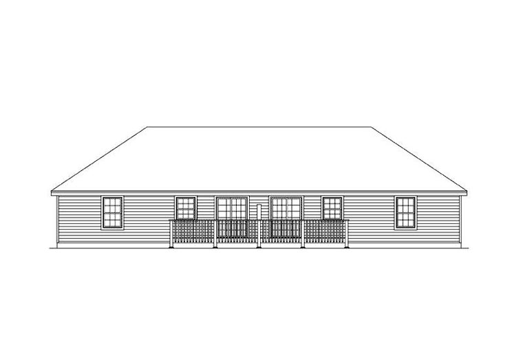 Ranch Rear Elevation of Plan 87346