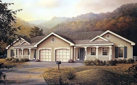 One-Story Ranch Elevation of Plan 87347