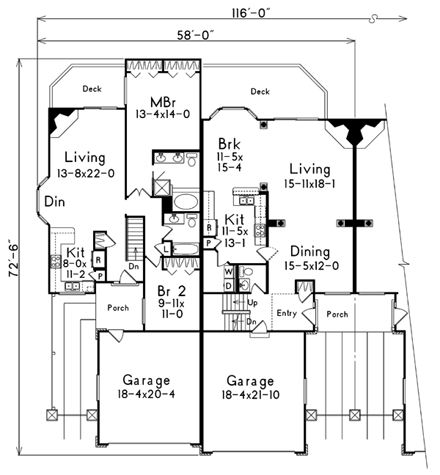 Multi-Family Plan 87350 First Level Plan