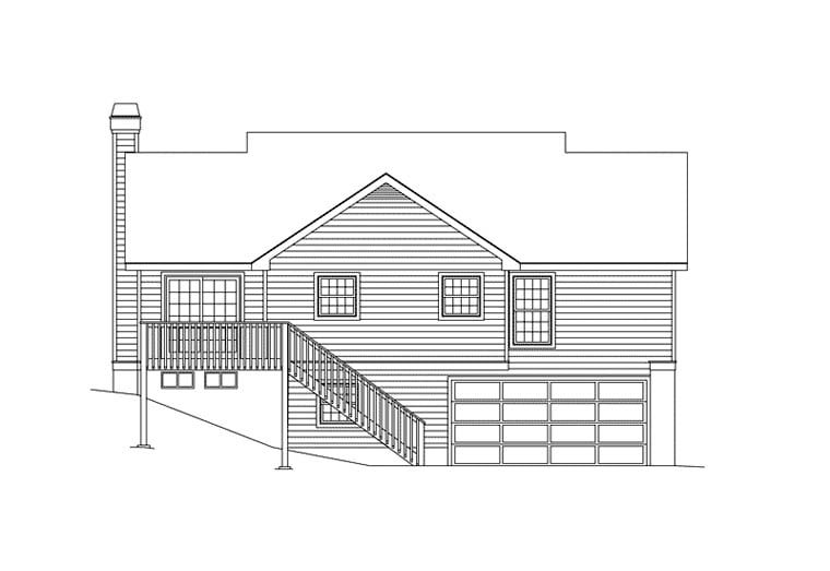 Cape Cod One-Story Rear Elevation of Plan 87356