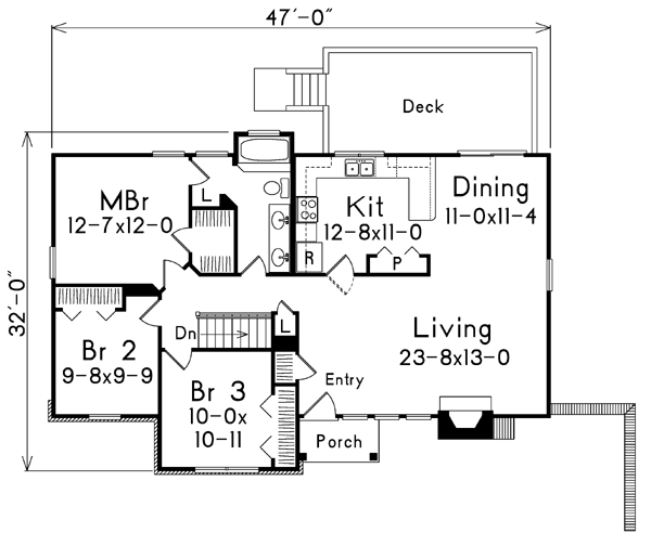 One-Story Traditional Level One of Plan 87362