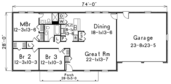 One-Story Ranch Level One of Plan 87363