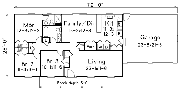 One-Story Ranch Level One of Plan 87364