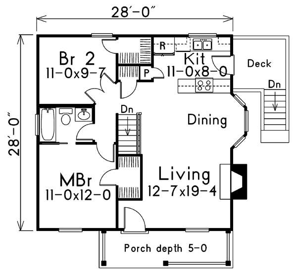 Narrow Lot One-Story Traditional Level One of Plan 87371