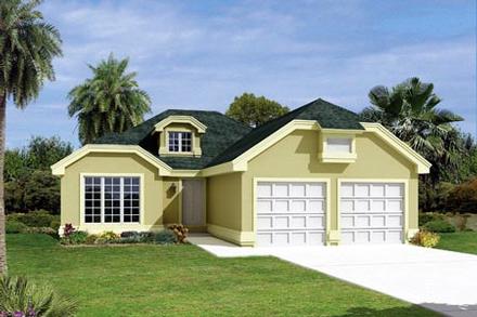 Florida Narrow Lot One-Story Elevation of Plan 87372