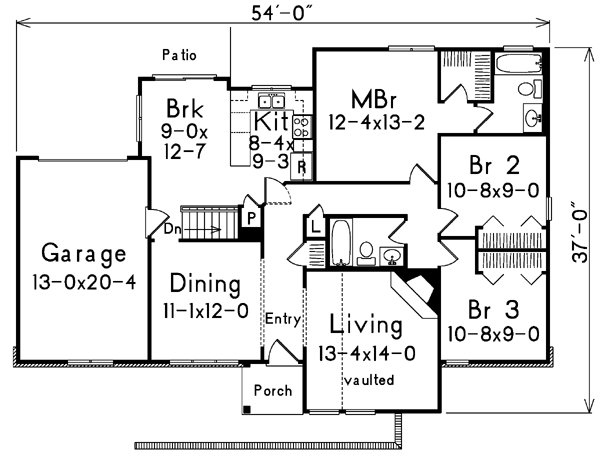 Contemporary One-Story Level One of Plan 87373