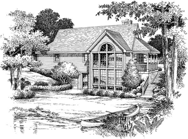 Country Rear Elevation of Plan 87381