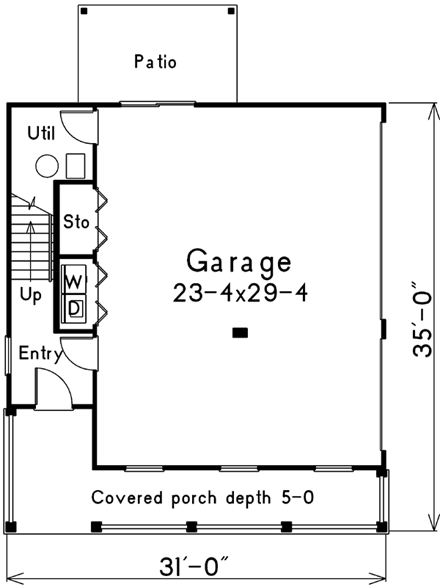 Garage Plan 87382 - 2 Car Garage Apartment First Level Plan