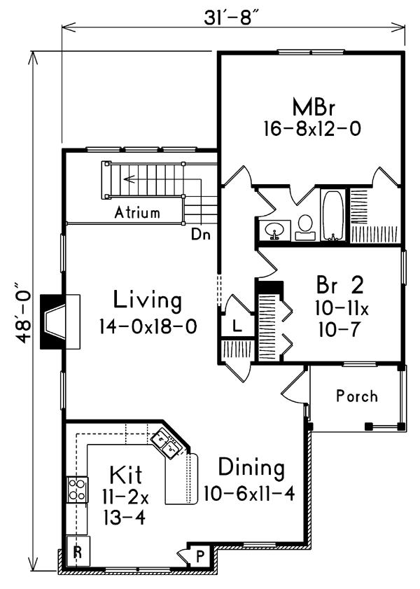 Narrow Lot One-Story Traditional Level One of Plan 87391