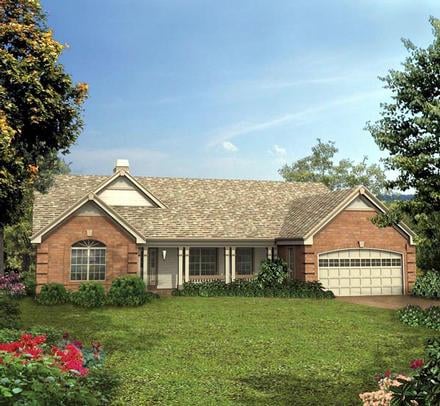 Country Ranch Traditional Elevation of Plan 87395