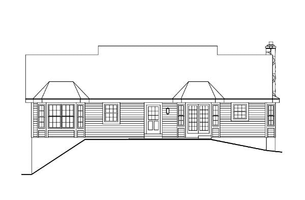 Cabin Cape Cod Cottage Country Ranch Rear Elevation of Plan 87396