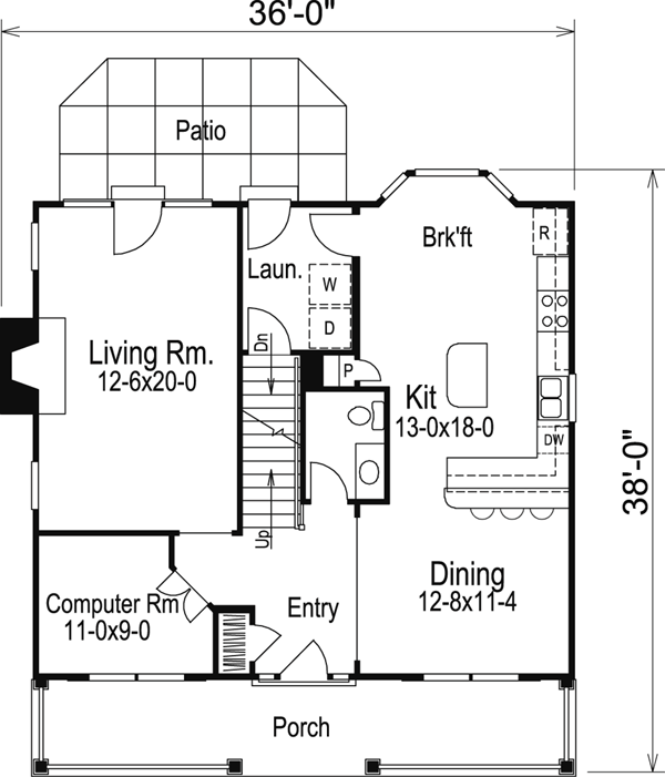 Country Southern Traditional Level One of Plan 87397