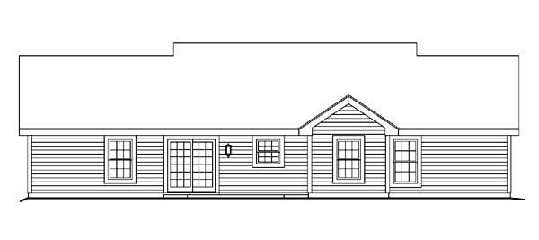 Cape Cod Country Ranch Rear Elevation of Plan 87398